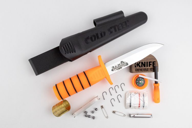 Нож "Survival Edge" оранж., с огновом (ст. German 4116)